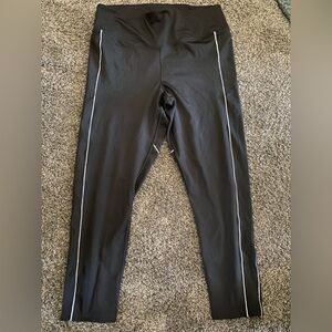 PINK Victoria's Secret Black Leggings with White Side Piping